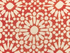 Beliani Cuscino decorativo CEIBA Cotone 45 x 45 cm Rosso Trama geometrica Beige Rosso