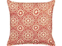 Beliani Cuscino decorativo CEIBA Cotone 45 x 45 cm Rosso Trama geometrica Beige Rosso
