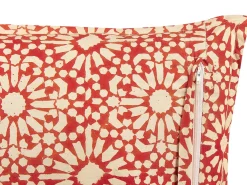Beliani Cuscino decorativo CEIBA Cotone 45 x 45 cm Rosso Trama geometrica Beige Rosso