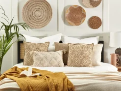 Outlet Beliani Cuscino decorativo CEIBA Cotone 45 x 45 cm Trama geometrica Beige