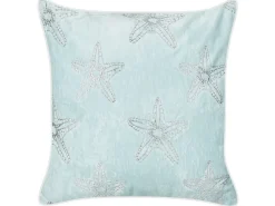 New Beliani Cuscino decorativo CERAMIUM Velluto 45 x 45 cm Azzurro Trama floreale Bianco Blu