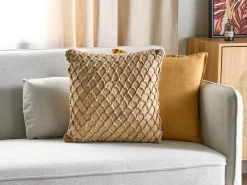 New Beliani Cuscino decorativo COLLOMIA Bouclé 45 x 45 cm Trama geometrica Beige