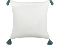 Online Beliani Cuscino decorativo CORNUS Cotone 45 x 45 cm Blu Trama floreale Bianco Blu Grigio