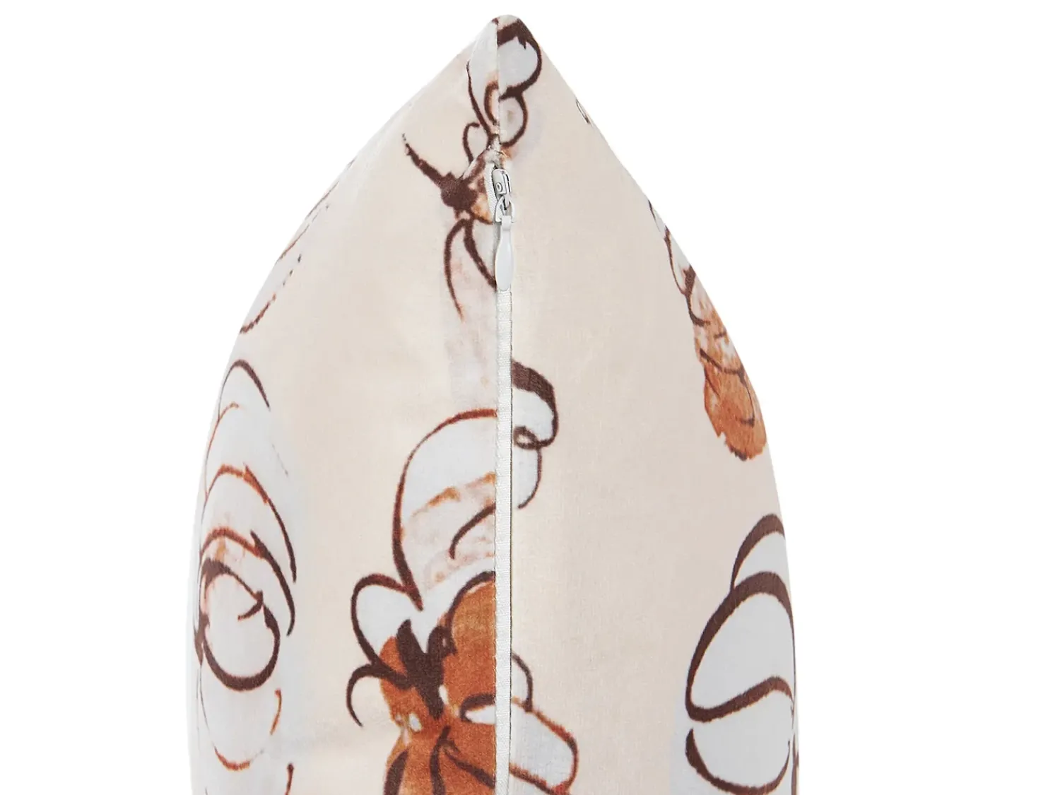 Online Beliani Cuscino decorativo CUCURBITA Velluto 45 x 45 cm Beige Trama di piante Arancione Bianco Beige