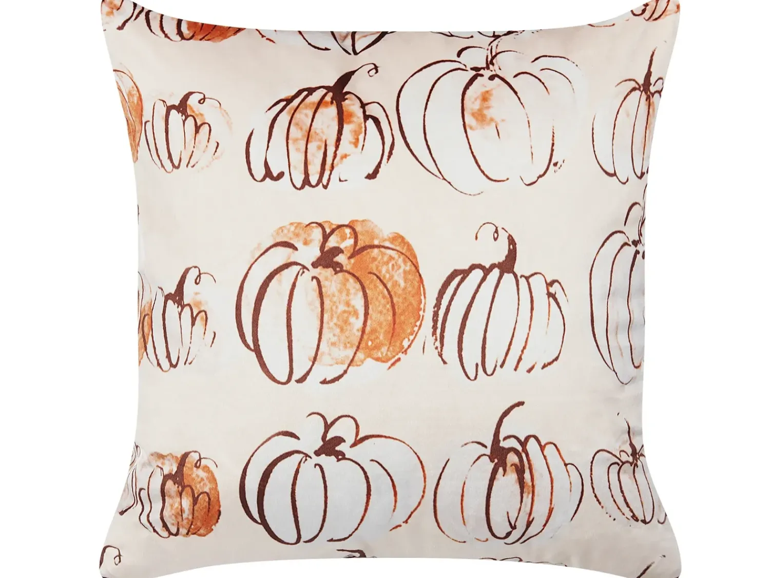 Online Beliani Cuscino decorativo CUCURBITA Velluto 45 x 45 cm Beige Trama di piante Arancione Bianco Beige