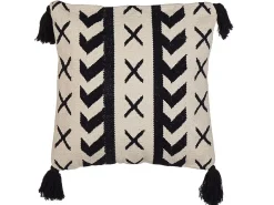 Online Beliani Cuscino decorativo DEADNETTLE Cotone 45 x 45 cm Beige Trama geometrica Beige Nero