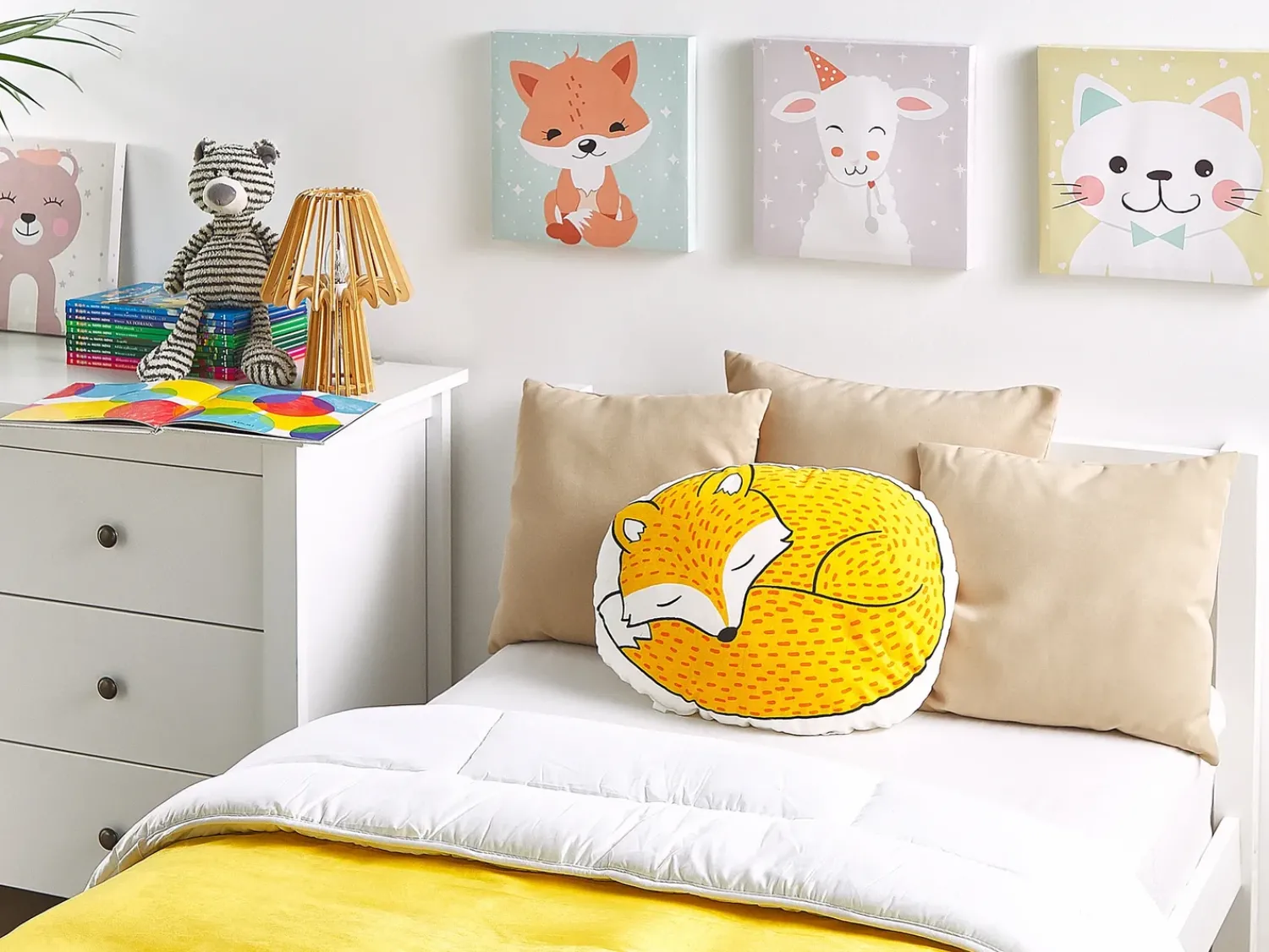 New Beliani Cuscino decorativo DHANBAD Cotone 50 x 40 cm Giallo Volpe Bianco Giallo Nero