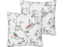 Beliani Cuscino decorativo DILLENIA Cotone 45 x 45 cm Bianco Bianco Grigio Multicolore
