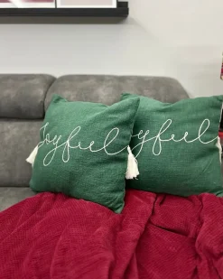 Sale Beliani Cuscino decorativo ELETTARIA Cotone 45 x 45 cm Verde Modello natalizio Bianco Verde
