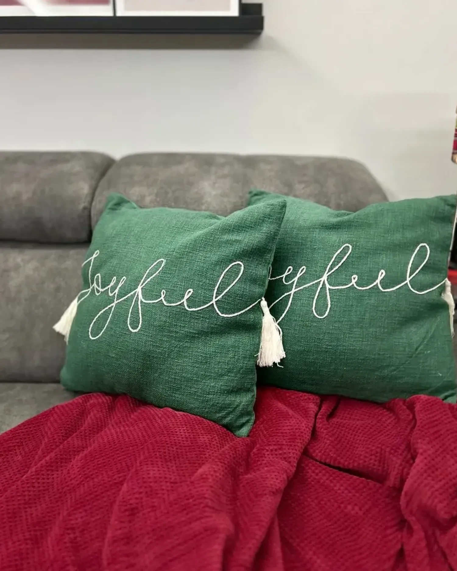 Sale Beliani Cuscino decorativo ELETTARIA Cotone 45 x 45 cm Verde Modello natalizio Bianco Verde