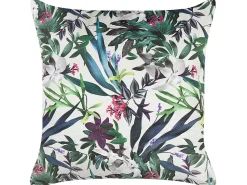 New Beliani Cuscino decorativo GASTERIA Velluto 45 x 45 cm Verde Trama di piante Bianco Verde