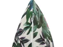 New Beliani Cuscino decorativo GASTERIA Velluto 45 x 45 cm Verde Trama di piante Bianco Verde