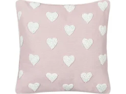 New Beliani Cuscino decorativo GAZANIA Cotone 45 x 45 cm Rosa pastello Bianco Rosa