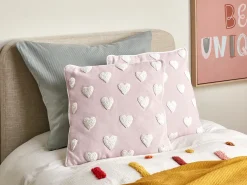 New Beliani Cuscino decorativo GAZANIA Cotone 45 x 45 cm Rosa pastello Bianco Rosa