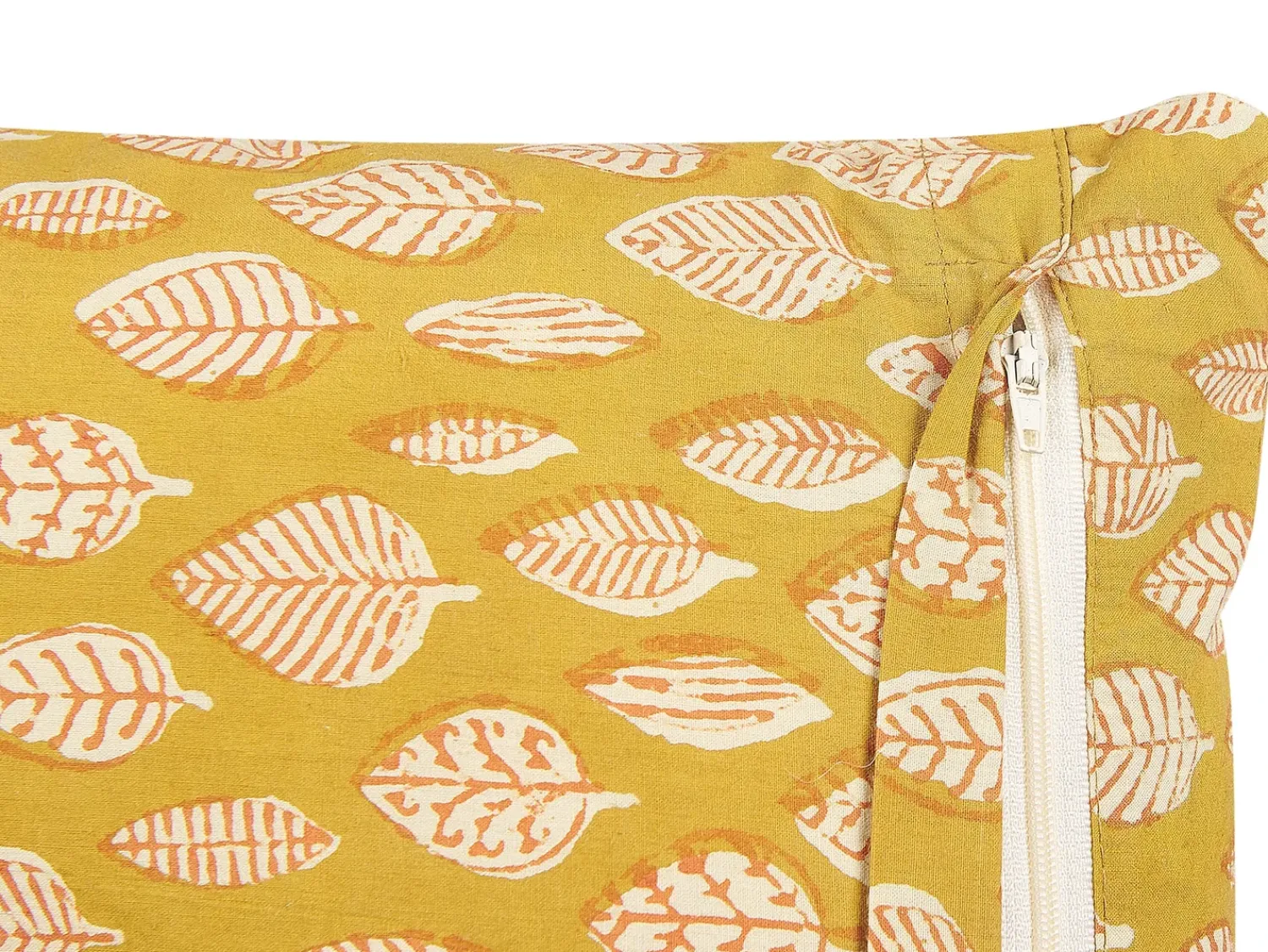 Discount Beliani Cuscino decorativo GINNALA Cotone 45 x 45 cm Trama di piante Giallo