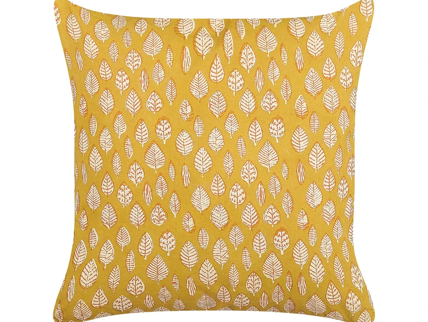 Discount Beliani Cuscino decorativo GINNALA Cotone 45 x 45 cm Trama di piante Giallo