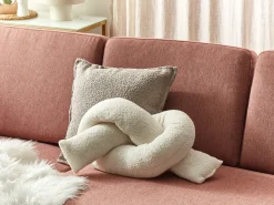 Beliani Cuscino decorativo GLADIOLUS Bouclé 172 x 14 cm sporco Tinta unita Bianco