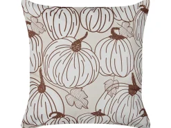 New Beliani Cuscino decorativo GOURD Velluto 45 x 45 cm Beige Trama di piante Bianco Beige Marrone