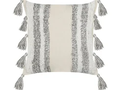 Outlet Beliani Cuscino decorativo HELICONIA Cotone 45 x 45 cm Beige A strisce Beige Grigio