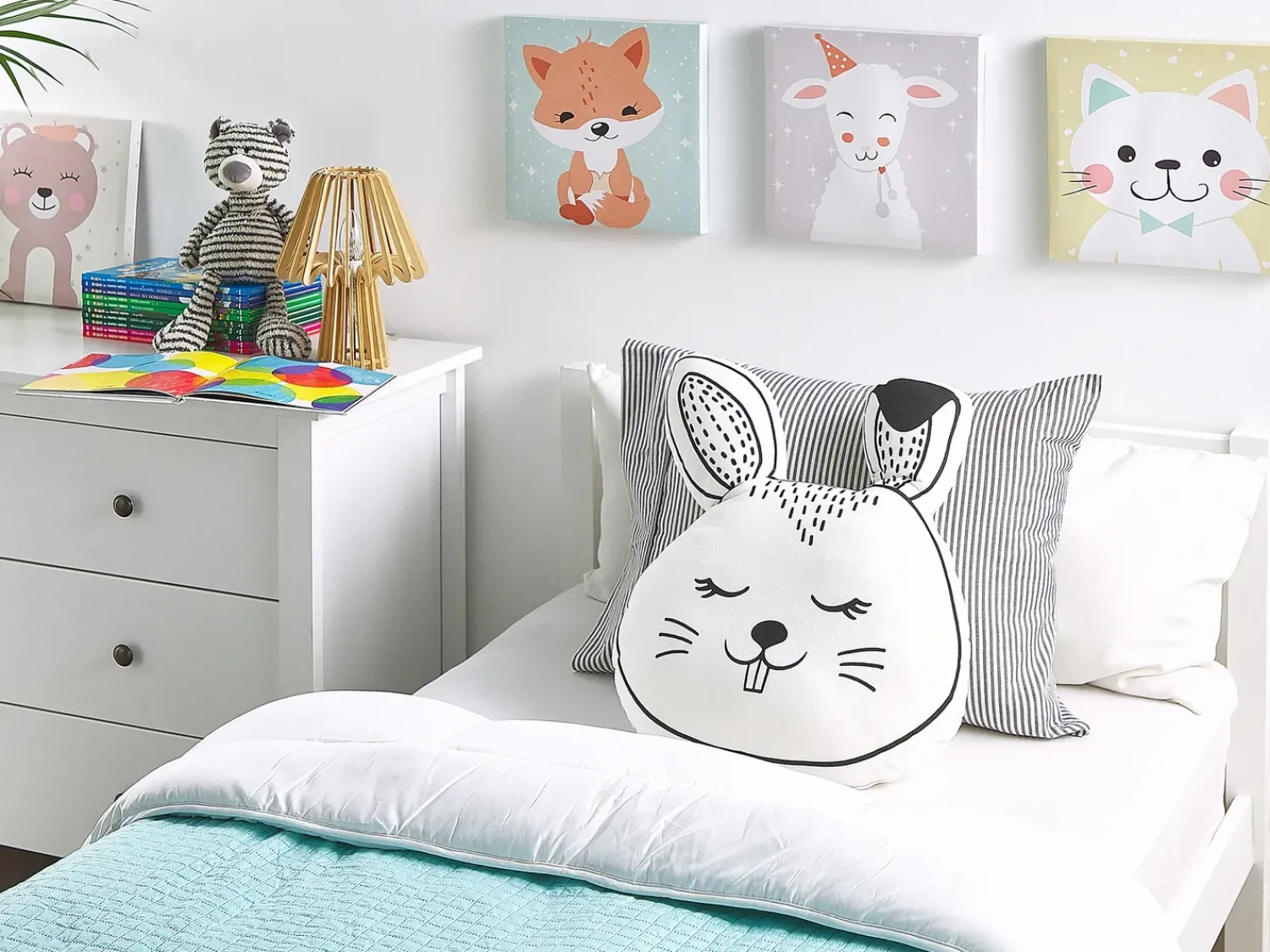Outlet Beliani Cuscino decorativo KANPUR Cotone 53 x 43 cm Bianco Lepre Bianco Nero