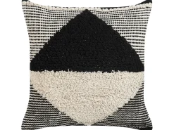 New Beliani Cuscino decorativo KHORA Cotone 50 x 50 cm Nero Trama geometrica Beige Nero