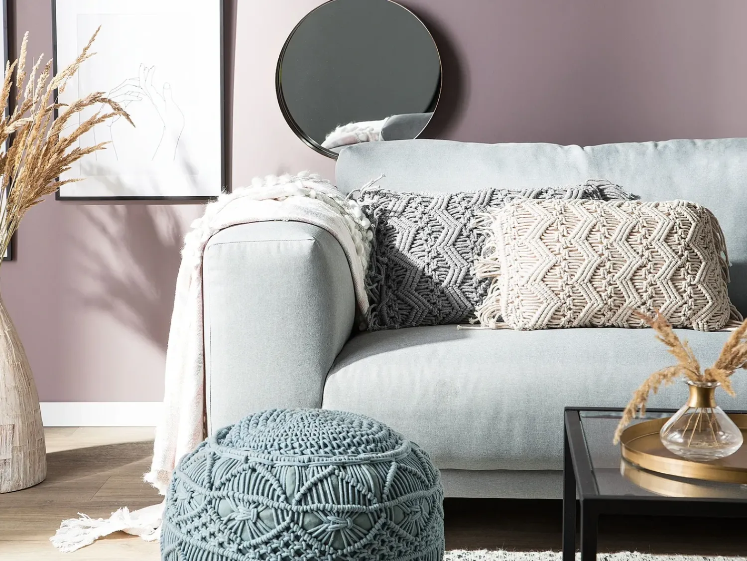 New Beliani Cuscino decorativo KIRIKKALE Cotone 30 x 45 cm Trama geometrica Grigio