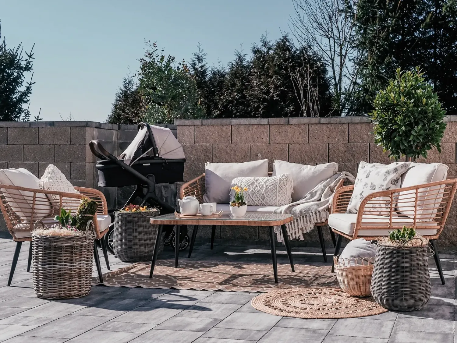 New Beliani Cuscino decorativo KIRIKKALE Cotone 30 x 45 cm Trama geometrica Grigio
