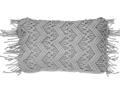 New Beliani Cuscino decorativo KIRIKKALE Cotone 30 x 45 cm Trama geometrica Grigio