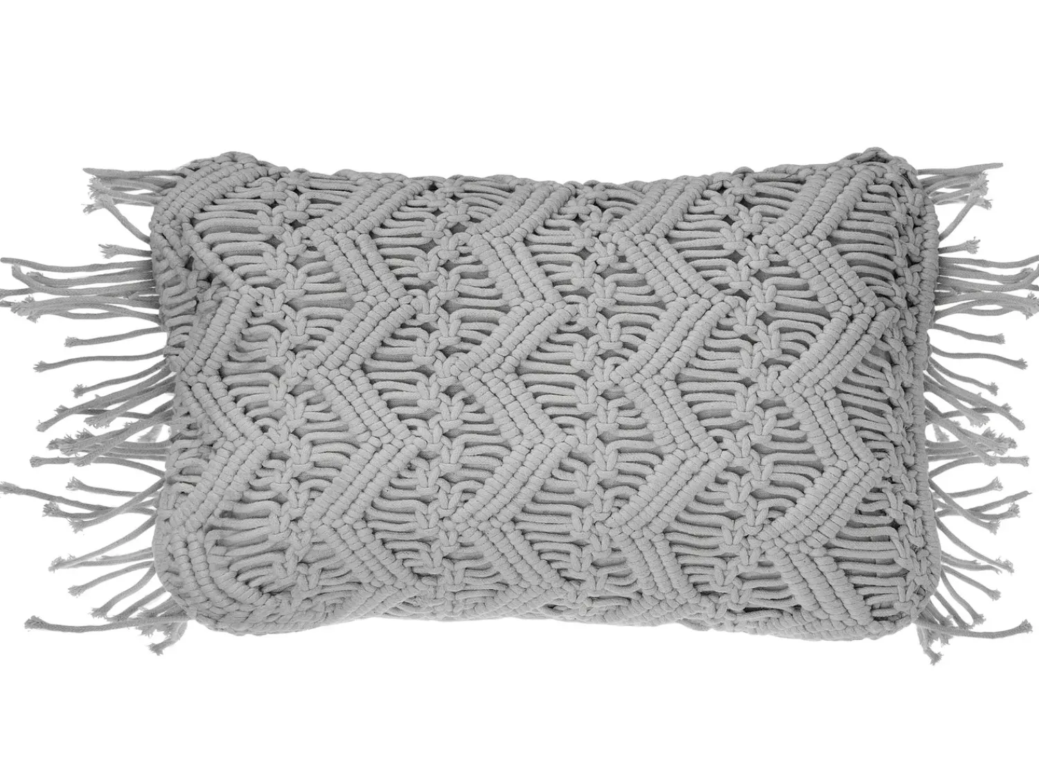 New Beliani Cuscino decorativo KIRIKKALE Cotone 30 x 45 cm Trama geometrica Grigio