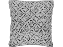 Beliani Cuscino decorativo KIZKALESI Cotone 45 x 40 cm Trama geometrica Grigio