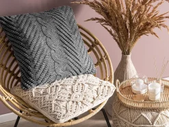 Clearance Beliani Cuscino decorativo KONNI Cotone 45 x 45 cm Trama Chevron Grigio