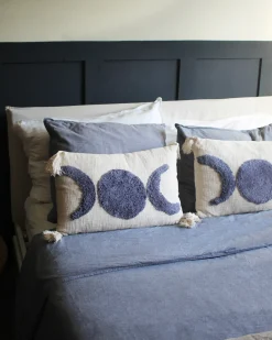 Sale Beliani Cuscino decorativo LUPINUS Cotone 55 x 35 cm Beige chiaro Trama geometrica Beige Blu
