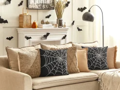 Hot Beliani Cuscino decorativo LYCORIS Velluto 45 x 45 cm Nero Trama astratta Bianco Nero