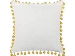 Best Beliani Cuscino decorativo LYCROIS Cotone 45 x 45 cm Giallo Trama floreale Bianco Giallo Marrone
