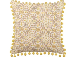 Best Beliani Cuscino decorativo LYCROIS Cotone 45 x 45 cm Giallo Trama floreale Bianco Giallo Marrone
