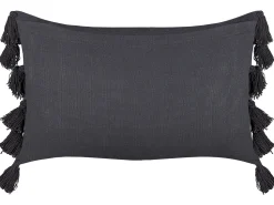 Sale Beliani Cuscino decorativo LYTHRUM Cotone 55 x 35 cm scuro Tinta unita Grigio