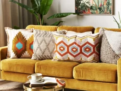 Best Beliani Cuscino decorativo MAJRA Cotone 40 x 60 cm Multicolore Trama geometrica Arancione Beige Multicolore