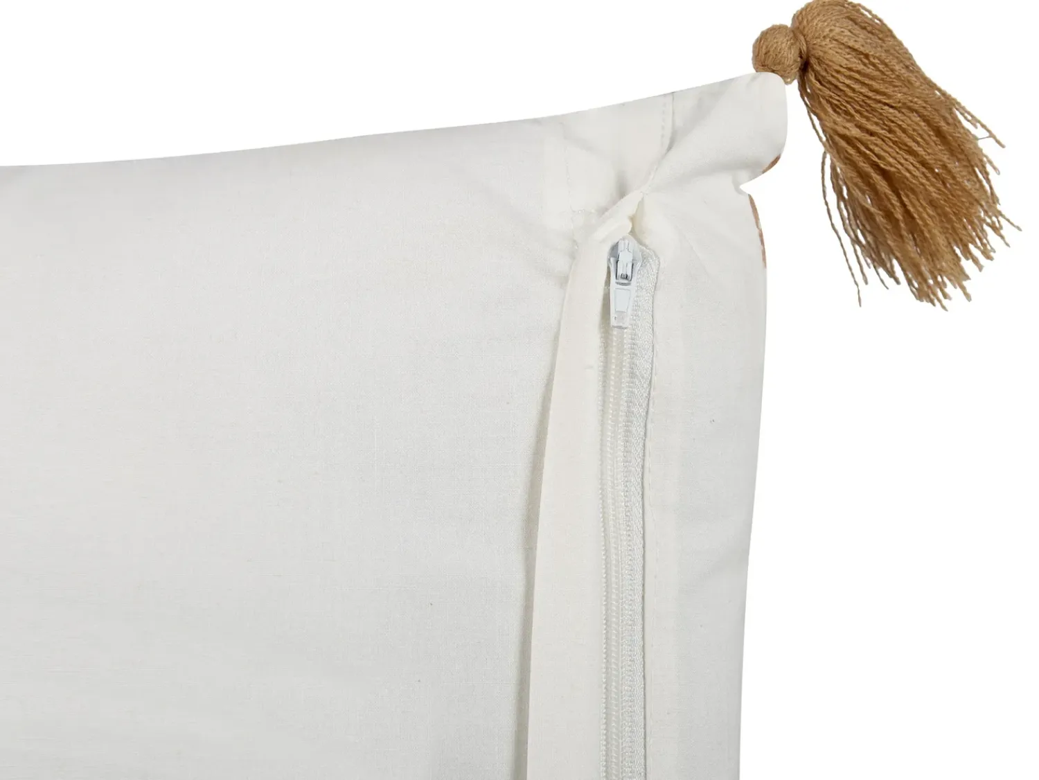 New Beliani Cuscino decorativo MALUS Cotone 45 x 45 cm Marrone chiaro Trama orientale Bianco Marrone