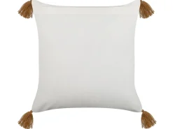 New Beliani Cuscino decorativo MALUS Cotone 45 x 45 cm Marrone chiaro Trama orientale Bianco Marrone