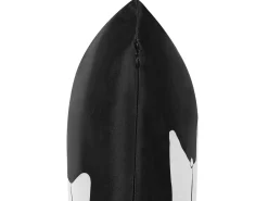 Outlet Beliani Cuscino decorativo MANDEVILLA Velluto 45 x 45 cm Nero Trama astratta Bianco Nero
