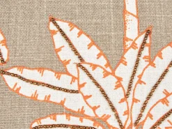 Discount Beliani Cuscino decorativo MELOBESIA Cotone 45 x 45 cm Beige Trama di piante Bianco Beige Rosa
