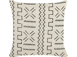New Beliani Cuscino decorativo MYRICA Cotone 45 x 45 cm Bianco Trama geometrica Bianco Nero