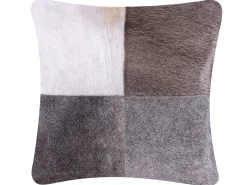 Beliani Cuscino decorativo NELLAD Pelle naturale 45 x 45 cm Patchwork Grigio