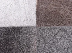 Beliani Cuscino decorativo NELLAD Pelle naturale 45 x 45 cm Patchwork Grigio