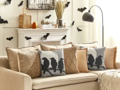 Clearance Beliani Cuscino decorativo ORADEA Velluto 45 x 45 cm Grigio Trama animale Bianco Grigio Nero