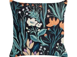 Outlet Beliani Cuscino decorativo OSMUNDA Velluto 45 x 45 cm Nero Trama floreale Arancione Verde Nero