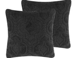 Clearance Beliani Cuscino decorativo PAIKA Cotone 45 x 45 cm scuro Trama Ikat Grigio