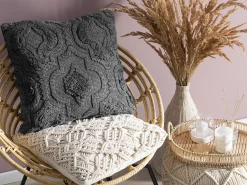 Clearance Beliani Cuscino decorativo PAIKA Cotone 45 x 45 cm scuro Trama Ikat Grigio