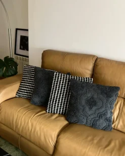 Clearance Beliani Cuscino decorativo PAIKA Cotone 45 x 45 cm scuro Trama Ikat Grigio