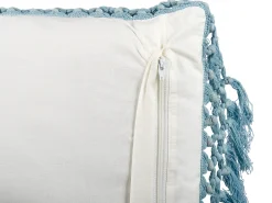 Hot Beliani Cuscino decorativo PALLIDA Cotone 45 x 45 cm Blu Trama floreale Bianco Blu Grigio